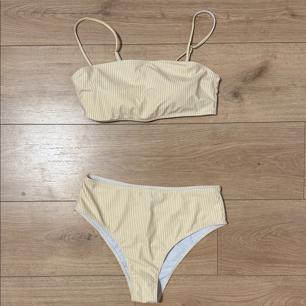 SHEIN Yellow Striped Bikini Set